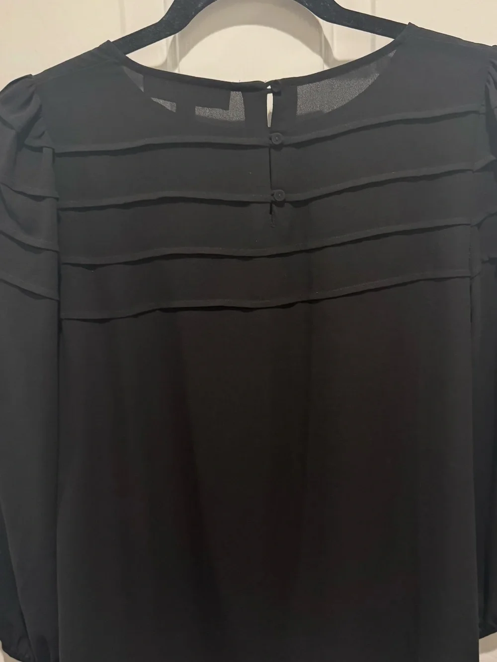LOFT Black Paneled Yoke Blouse Size XS